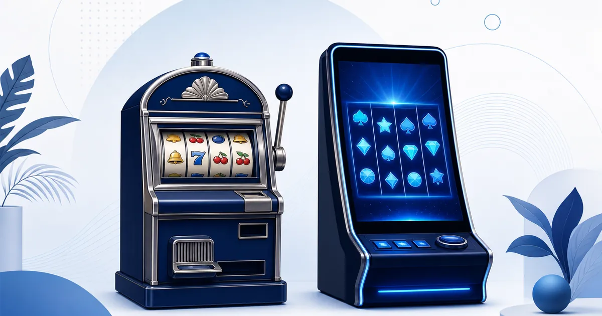 Illustration som visar spelautomaternas historia.
